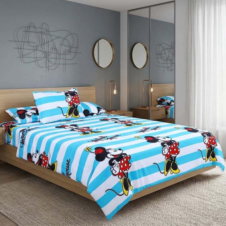 Baby Bed Sheet Set, 3 Pieces, 240×170 cm - White Turquoise