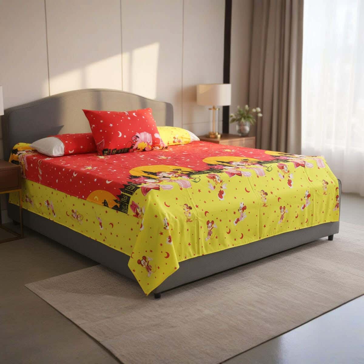Baby Bed Sheet Set, 3 Pieces, 240×170 cm - Red Yellow