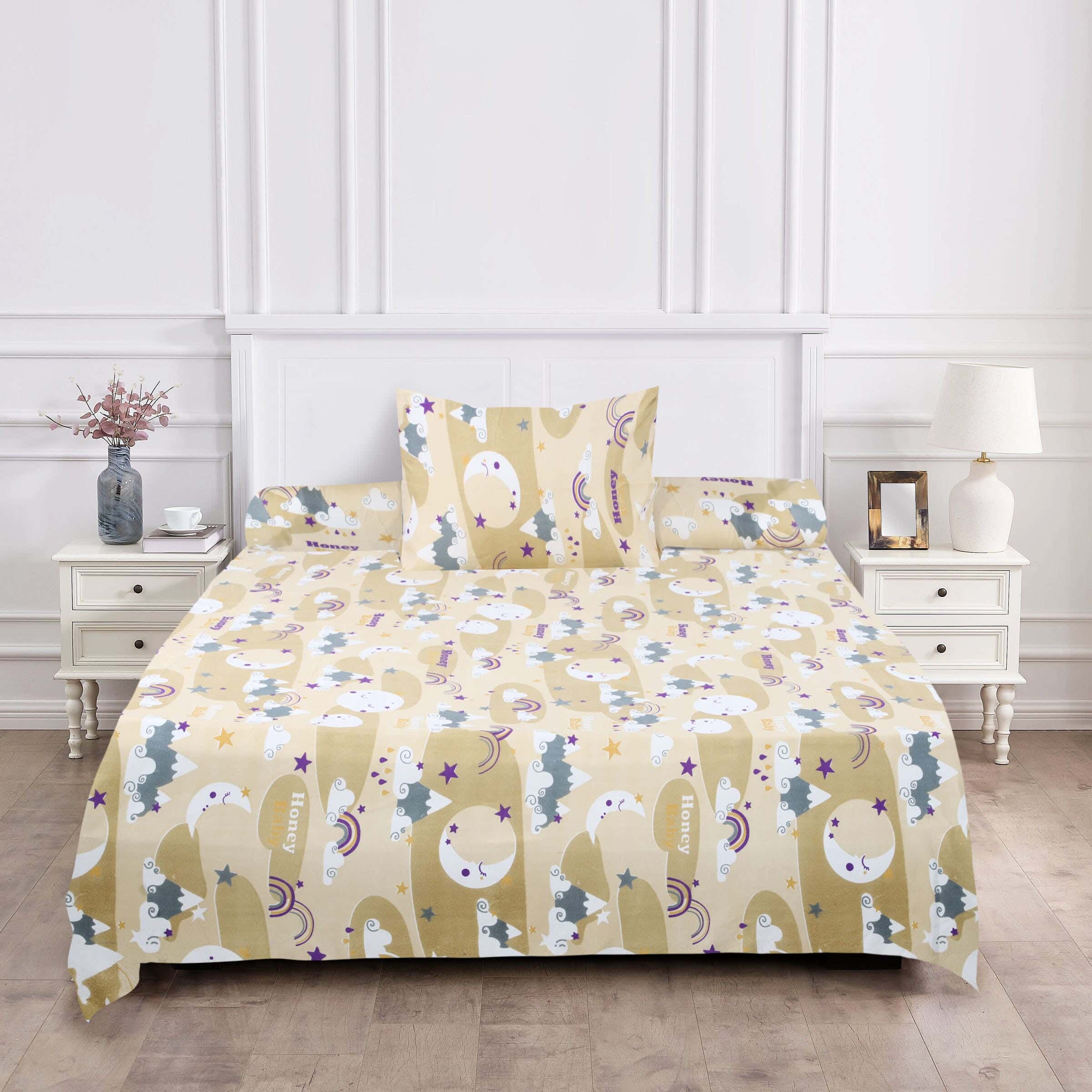 Baby Bed Sheet Set, 3 Pieces, 240×170 cm - Beige