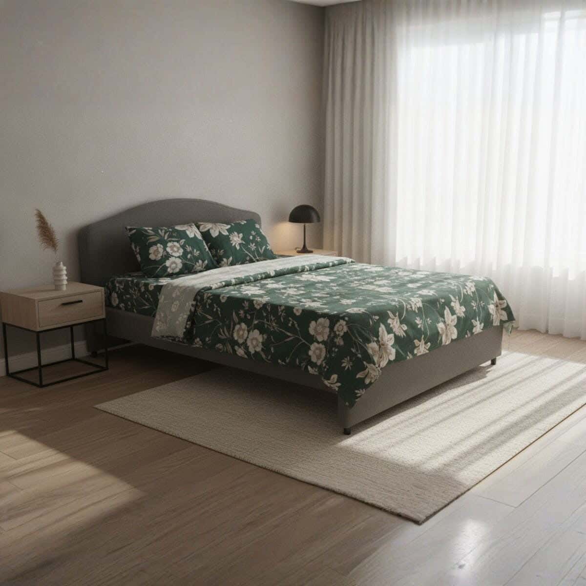 Fabric Printed Bedding Sheet Set, 4 Pieces, 215×235 cm - Multicolor