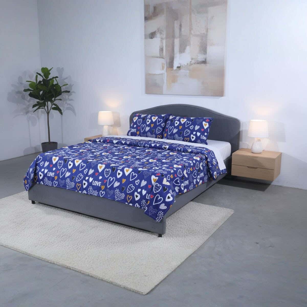 Fabric Printed Bedding Sheet Set, 4 Pieces, 215×235 cm - Multicolor