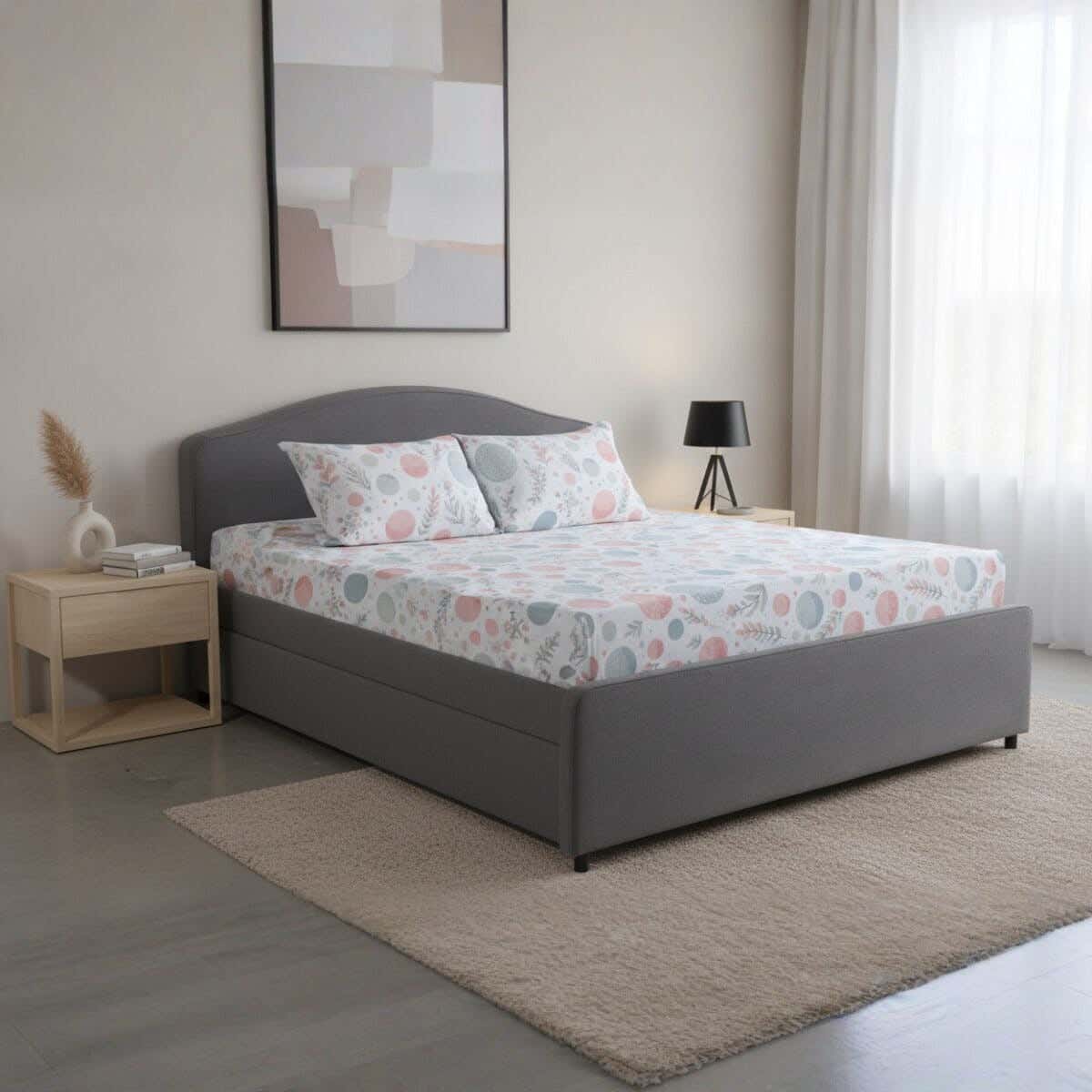 Nice Home Cotton Fitted Bed Sheet Set, 3 Pieces, 160×200 cm - Multicolor