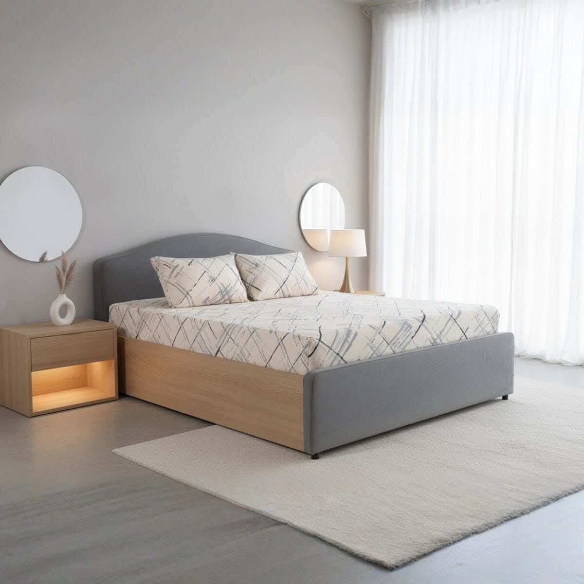 Nice Home Cotton Fitted Bed Sheet Set, 3 Pieces, 160×200 cm - Multicolor