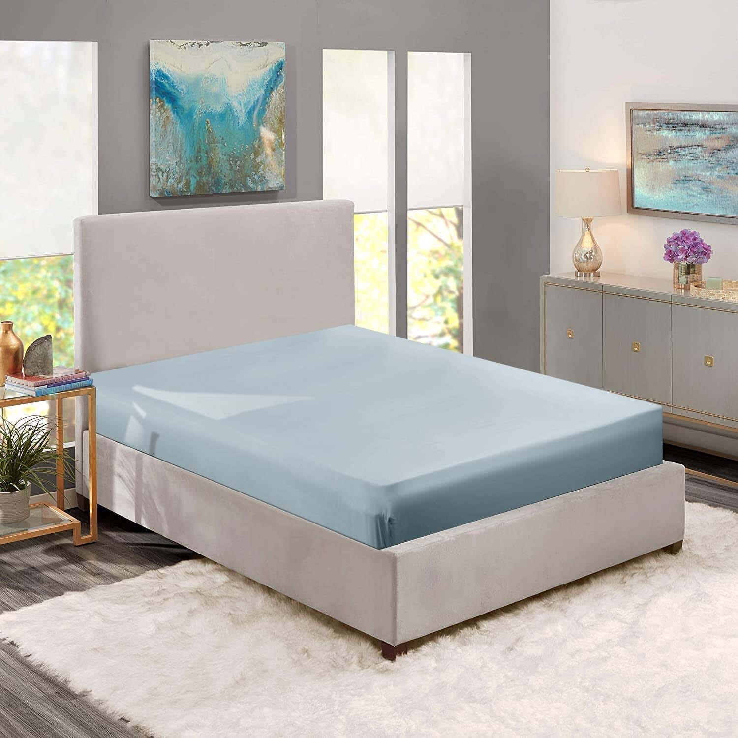 Nice Home Cotton Bed Sheet, 160×200 cm - Grey