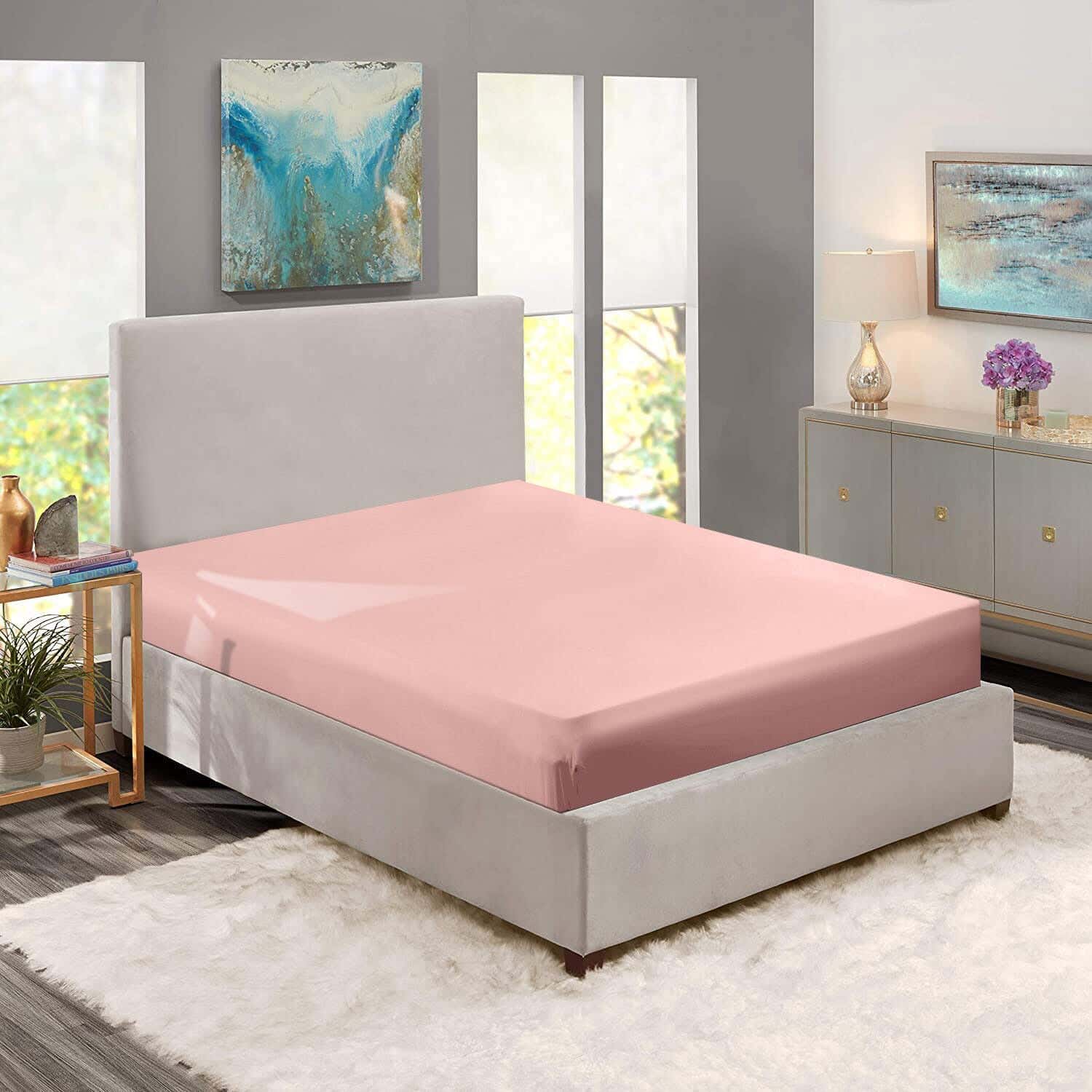 Nice Home Cotton Bed Sheet, 180×200 cm - Rose