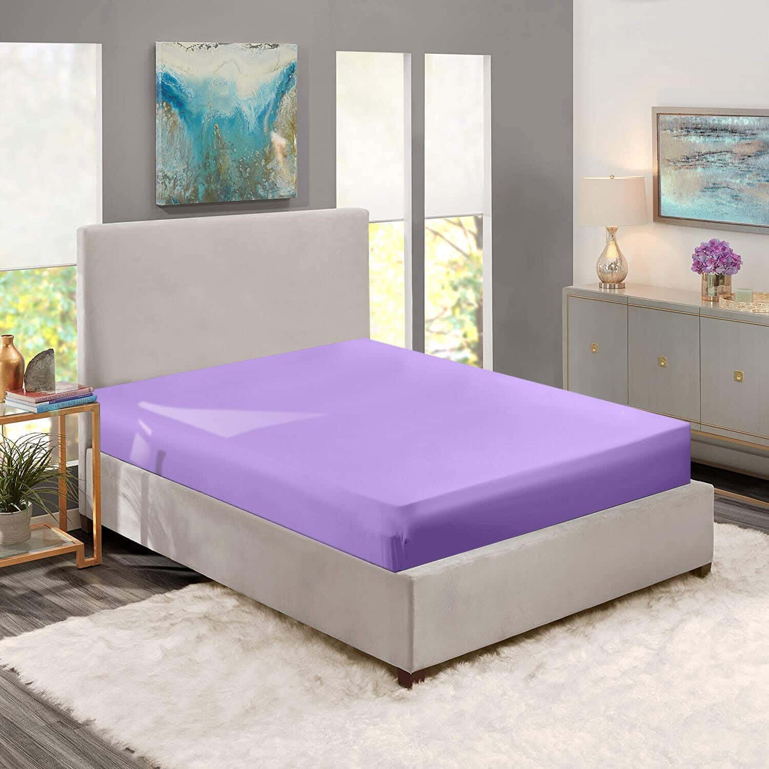 Nice Home Cotton Bed Sheet, 180×200 cm - Mauve