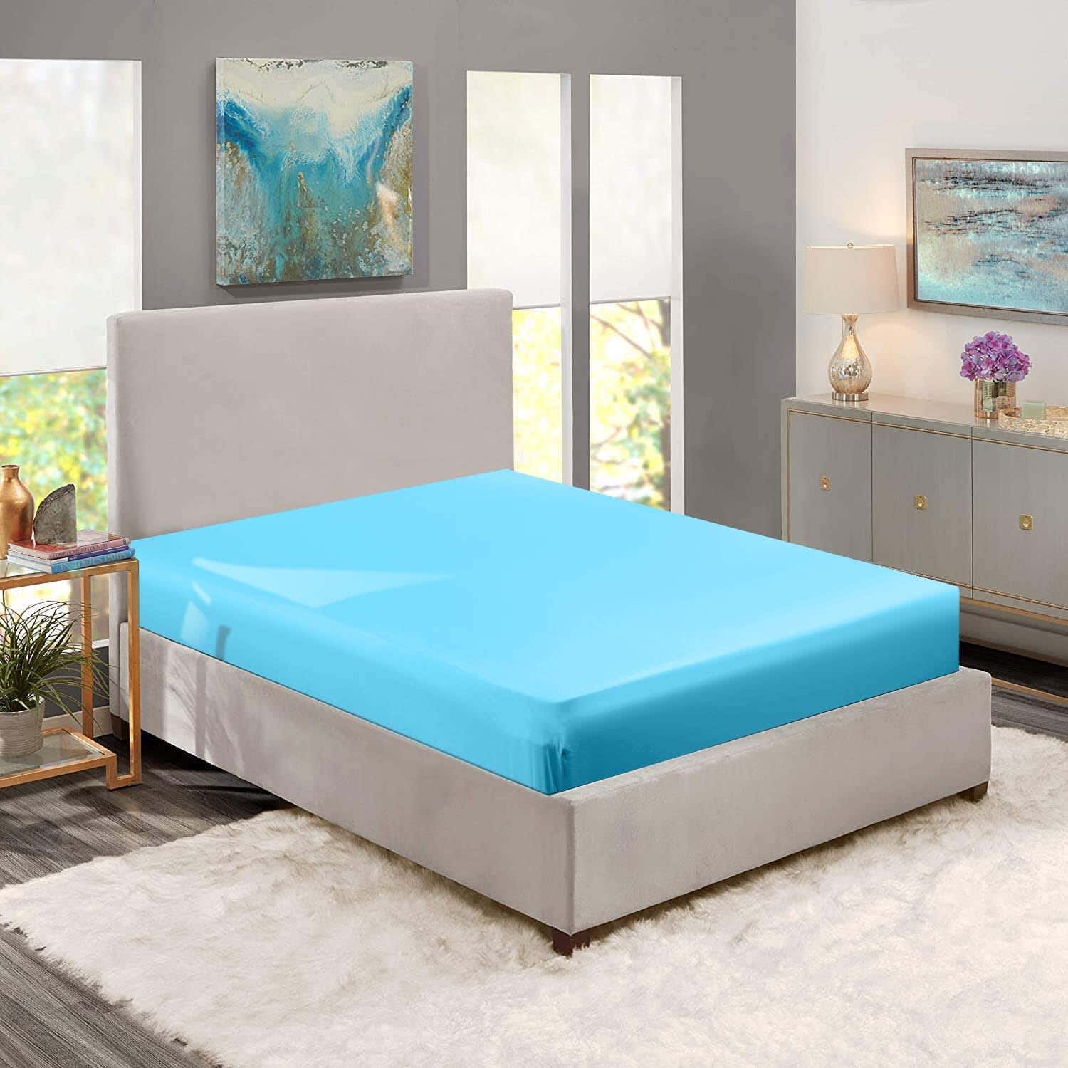 Nice Home Cotton Bed Sheet, 180×200 cm - Turquoise