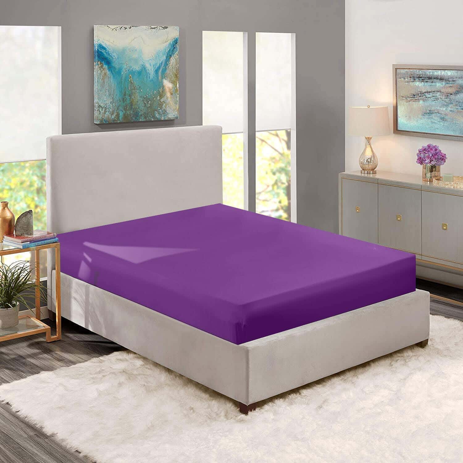 Nice Home Cotton Bed Sheet, 180×200 cm - Purple