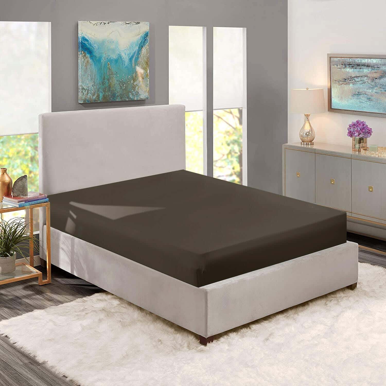 Nice Home Cotton Bed Sheet, 180×200 cm - Brown