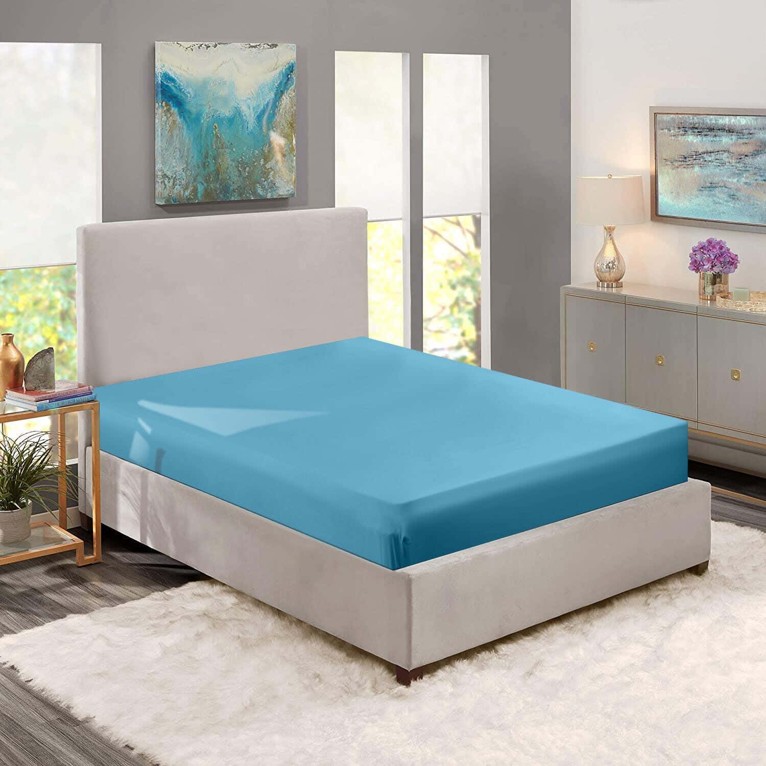 Nice Home Cotton Bed Sheet, 200×30 cm - Dark Turquoise