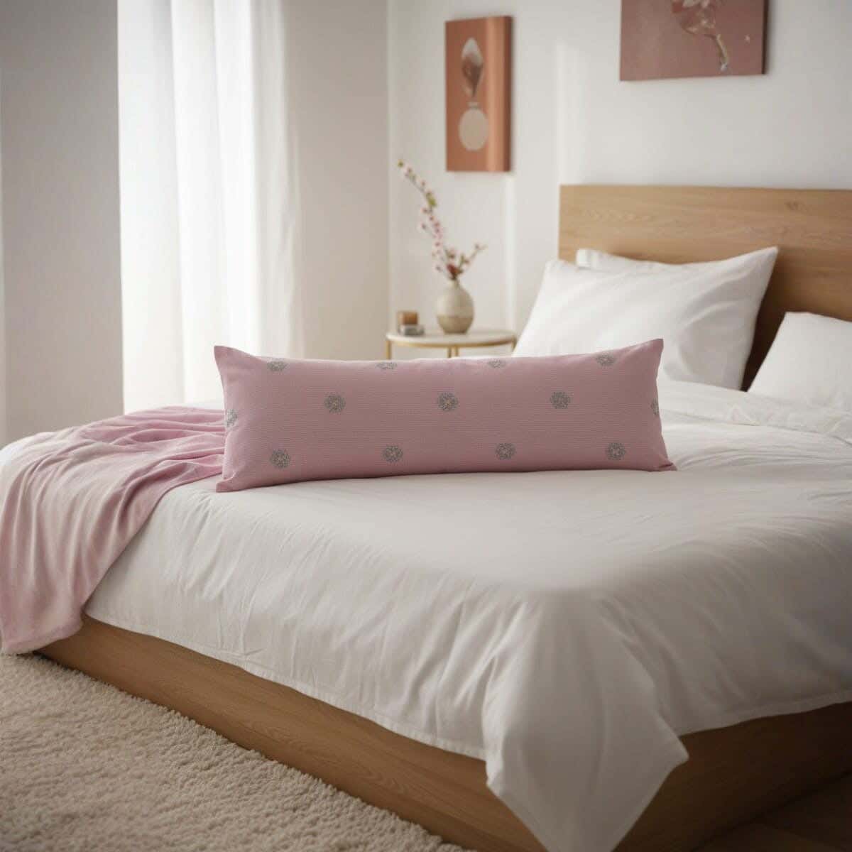 Nice Home Cotton Long Pillow Cover, 160×42 cm - Mauve