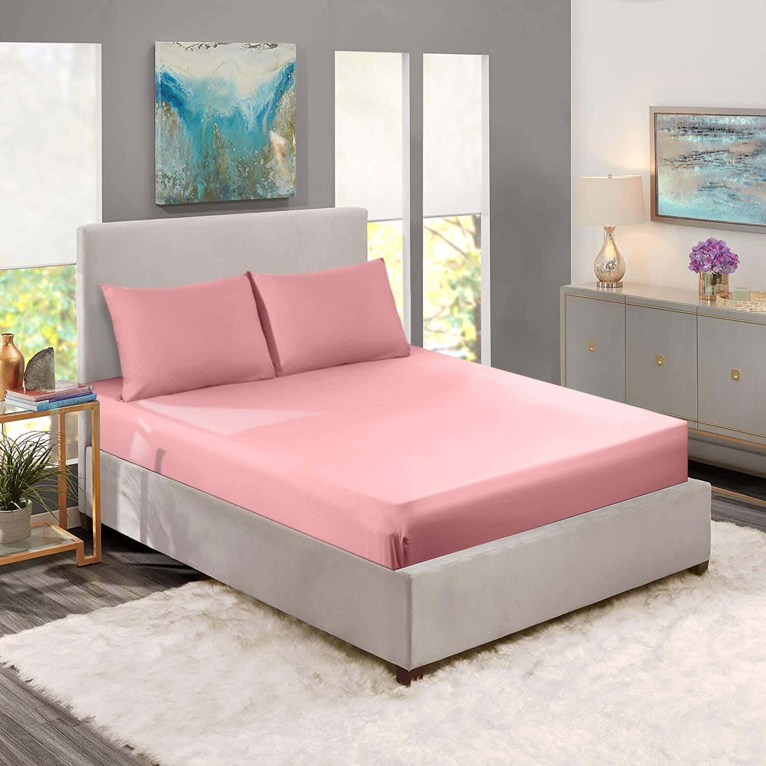 Nice Home Bedding Sheet Set, 3 Pieces, 160 cm - Rose