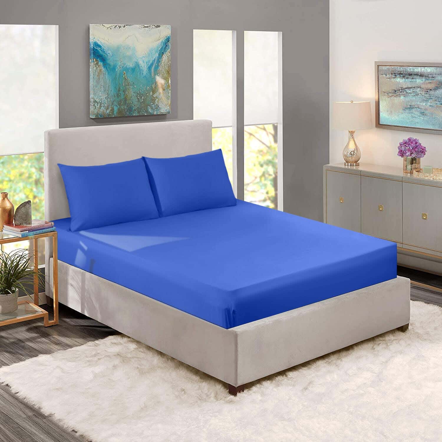 Nice Home Bed Sheet Set, 160 cm, 3 Pieces - Navy
