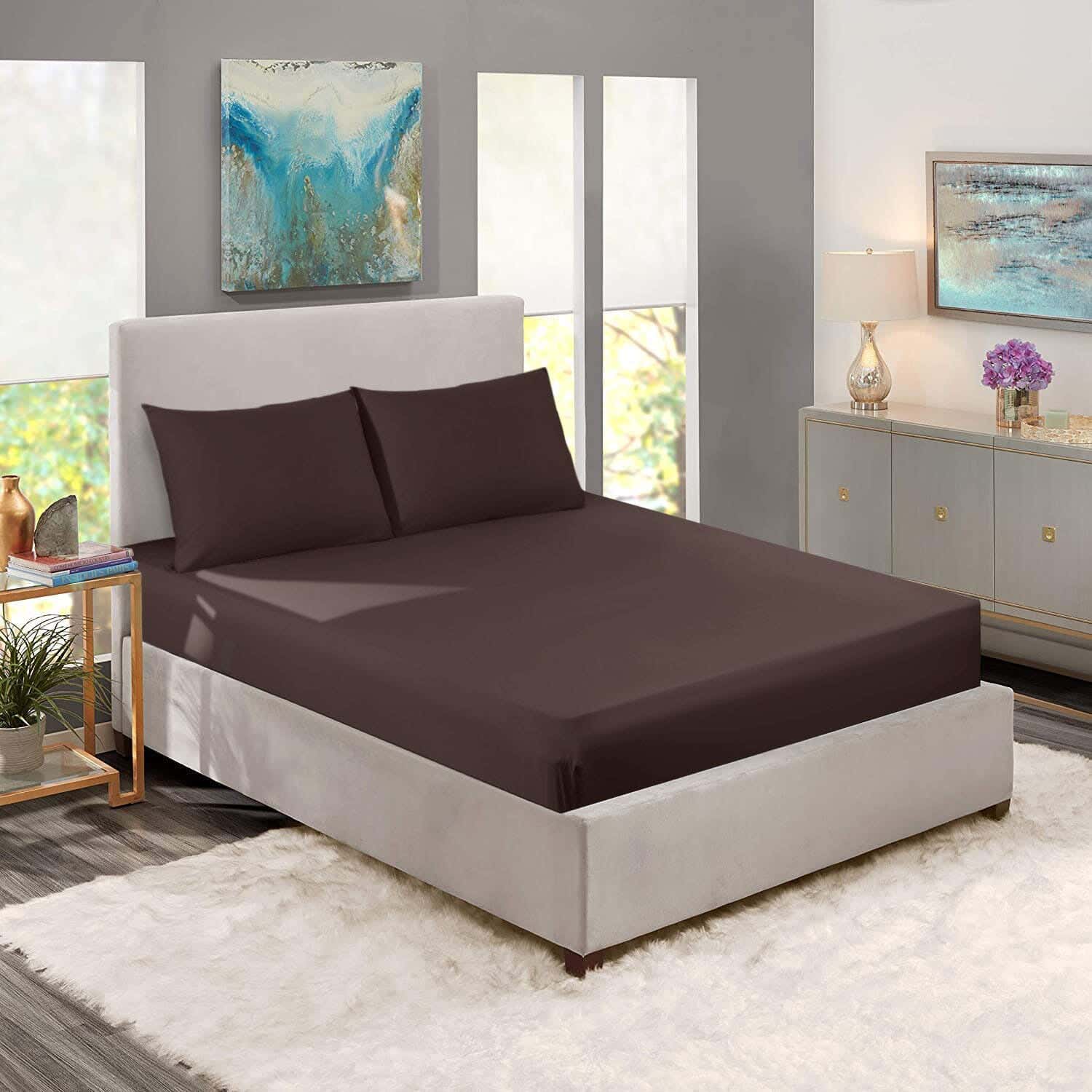 Nice Home Bedding Sheet Set, 3 Pieces, 160 cm - Brown