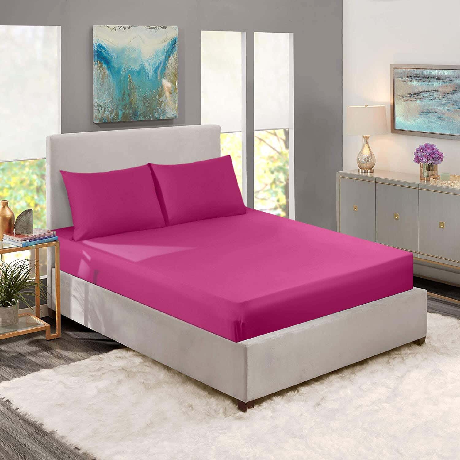 Nice Home Bedding Sheet Set, 3 Pieces, 160 cm - Burgundy