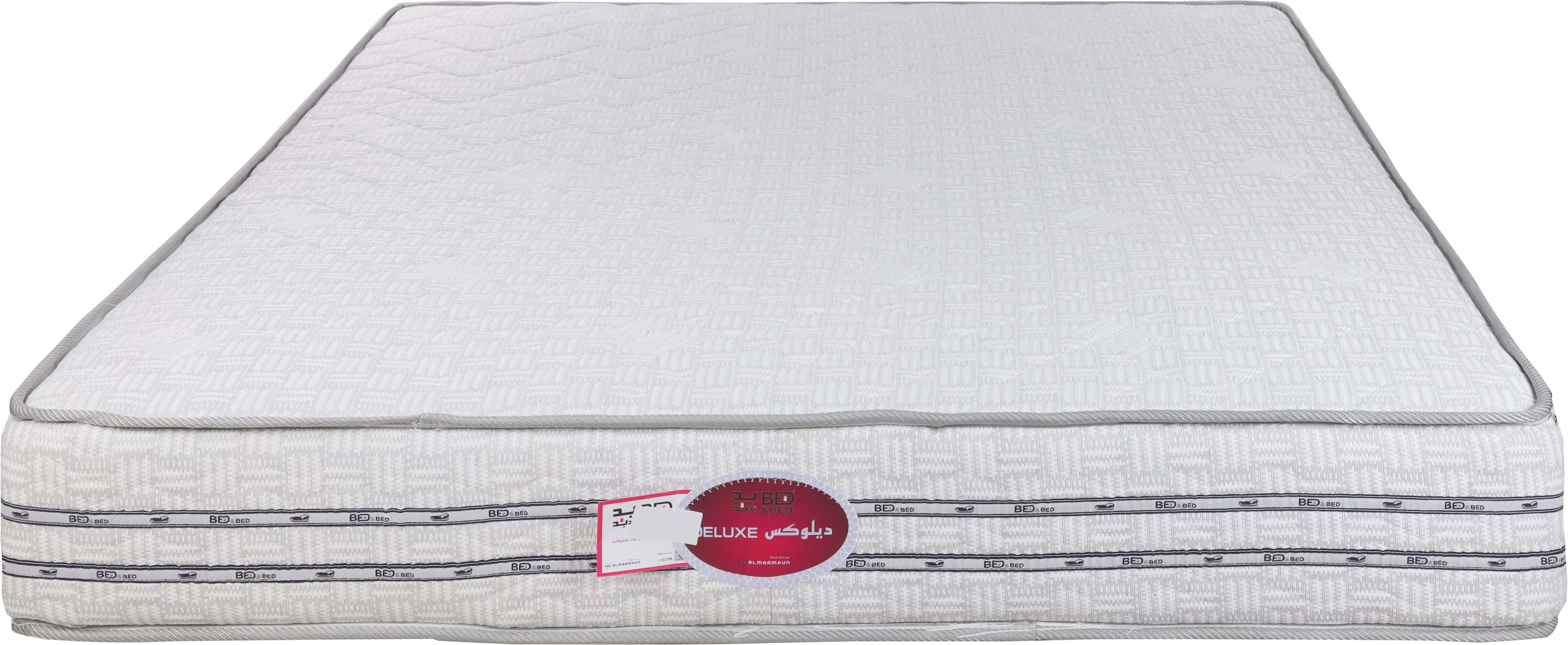 Bed&Bed Double Net Deluxe Bed Mattress, 195x160 cm, Height 26 cm, Connected Springs - White Grey