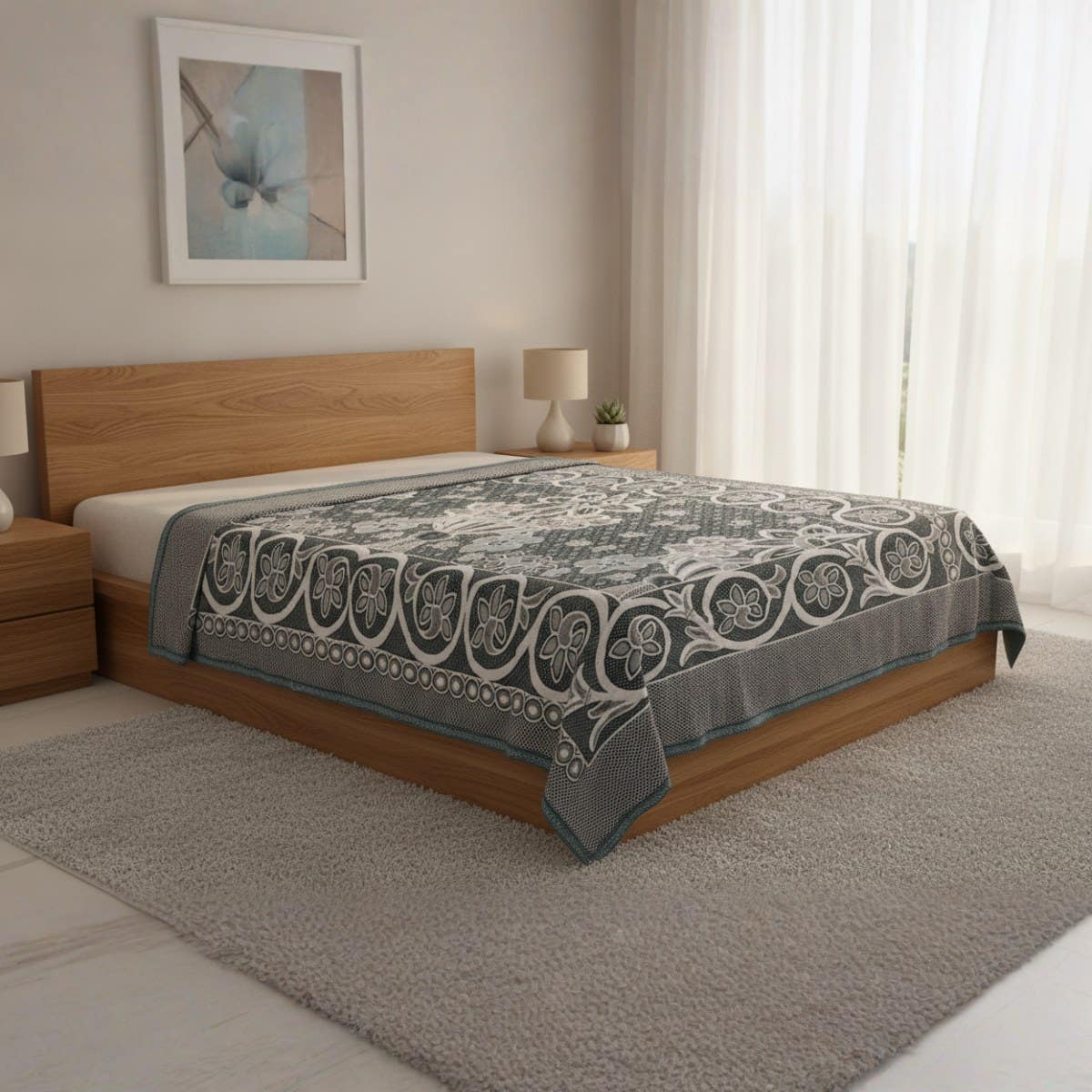 Peppers Textile Comforter, 200x210 cm, 1400 gm - Green