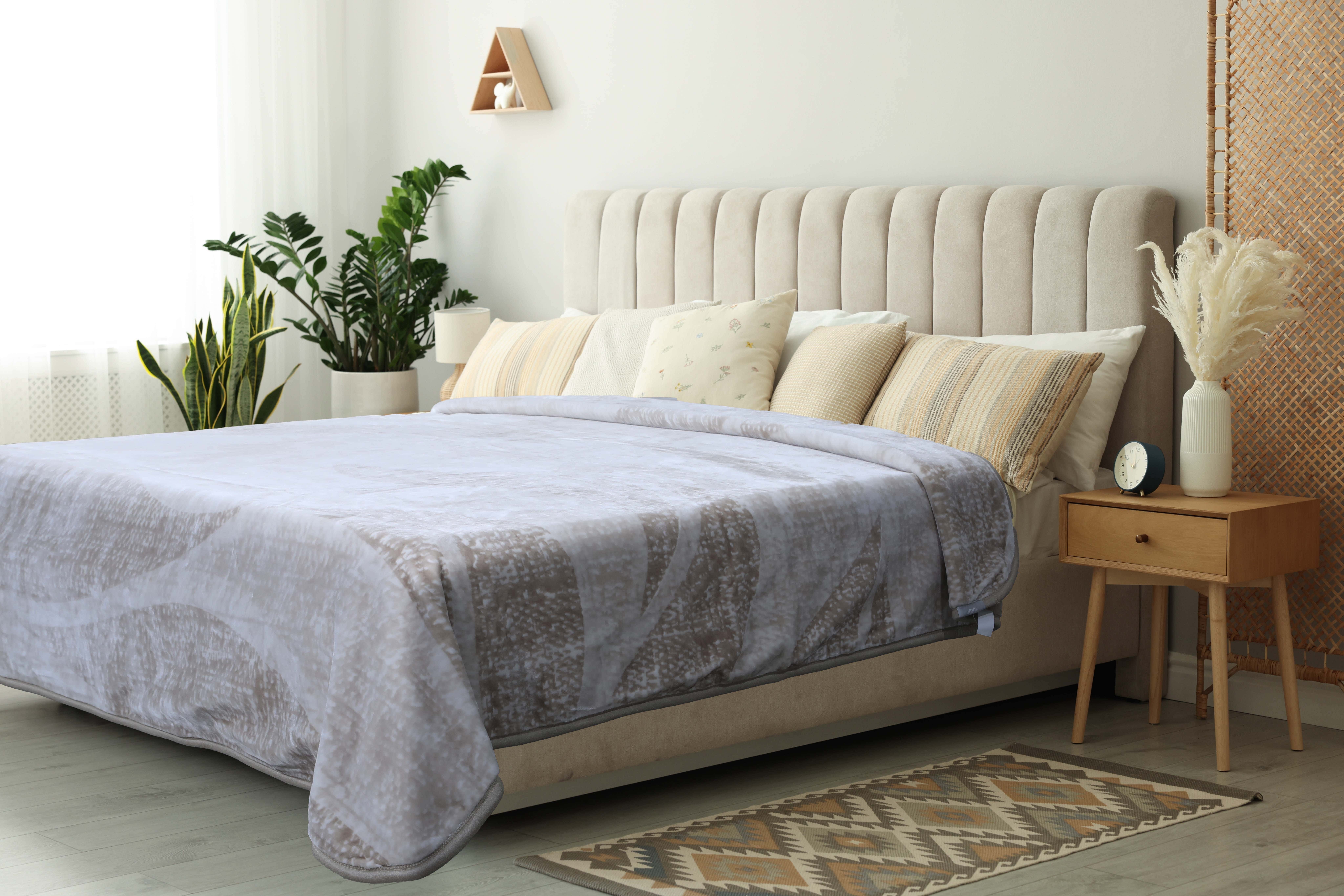 Morano Double Layers Velvet Blanket, 220×240 Cm, 7400 grm - Light Beige