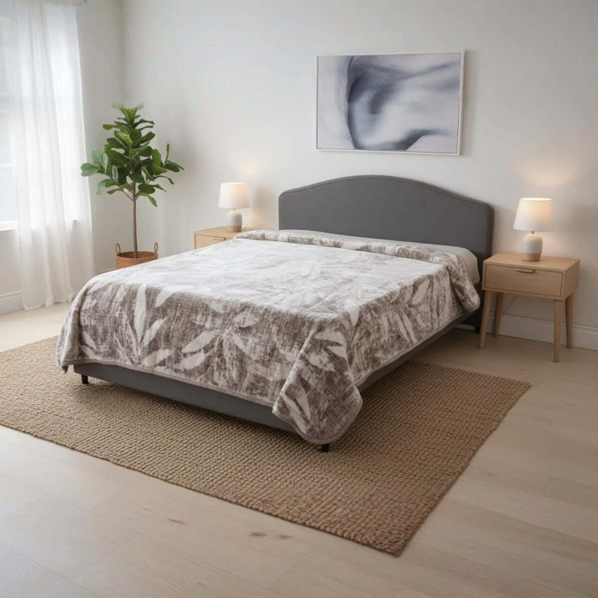 Morano Cloudy Double Layers Velvet Blanket, 220×240 Cm, approx 7400 grm - White Grey