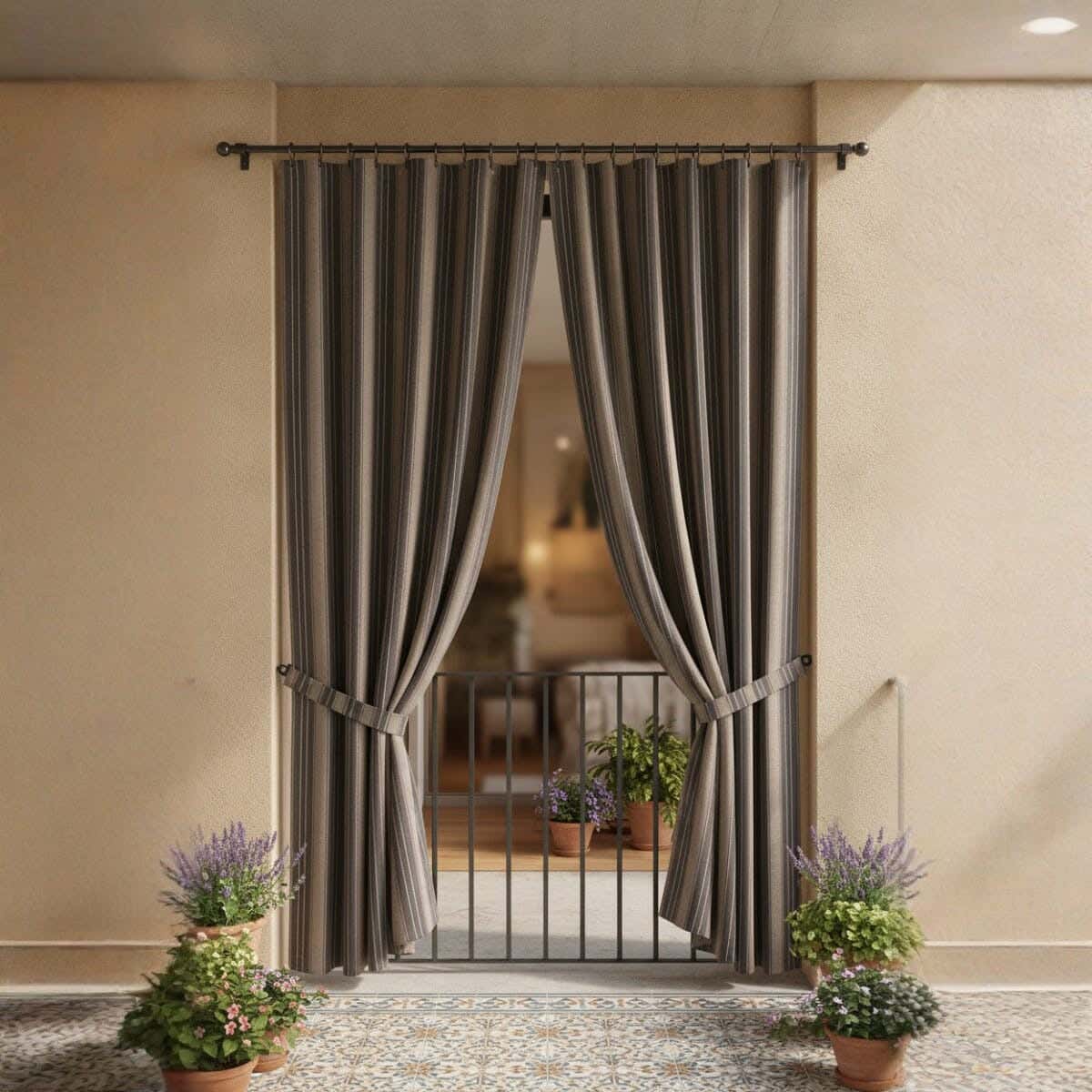 Fabric Balcony Curtain, 130×240 cm, approximately 1000 grm - Multicolor ( 1 piece )
