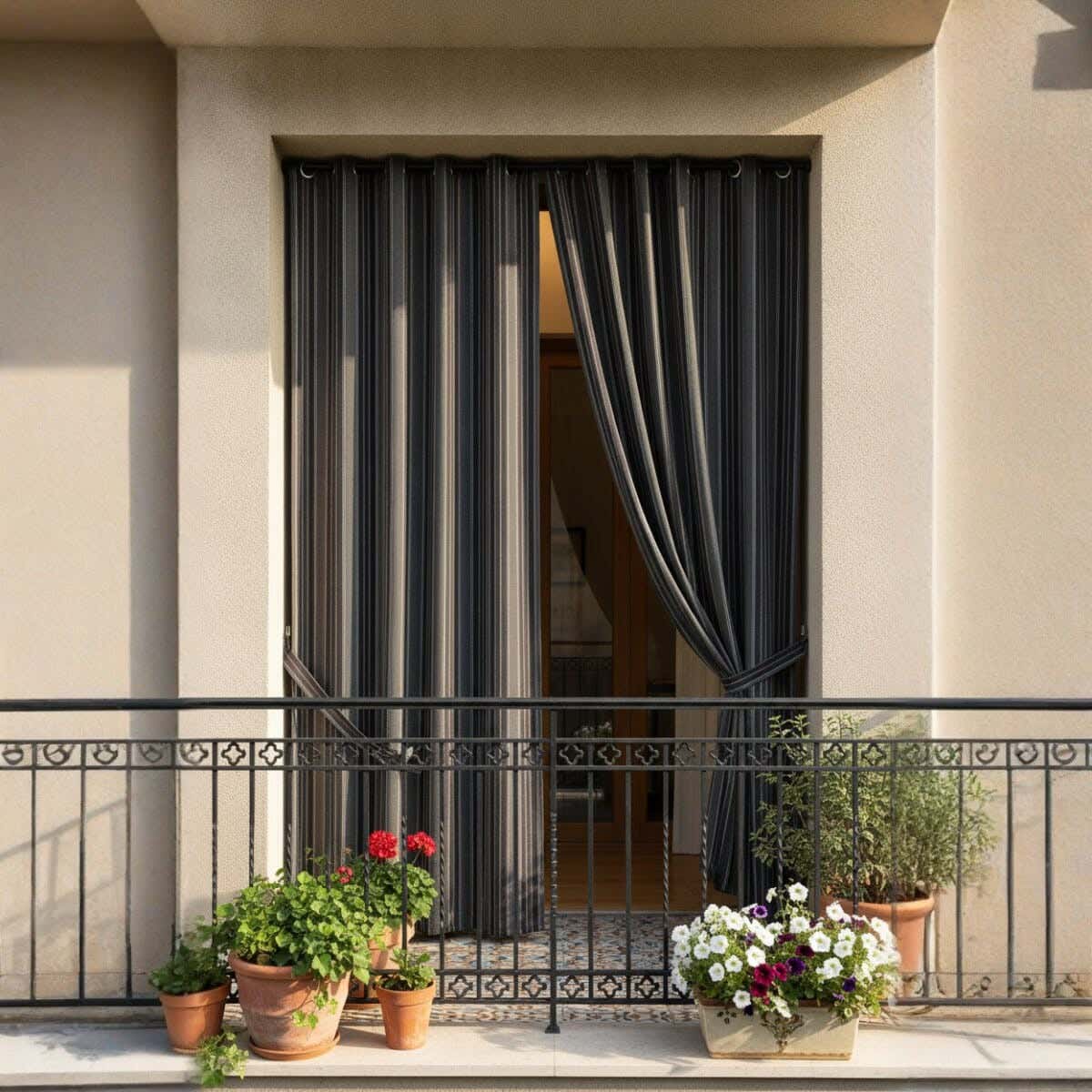 Fabric Balcony Curtain, 130×240 cm, approximately 1000 grm - Multicolor ( 1 piece )