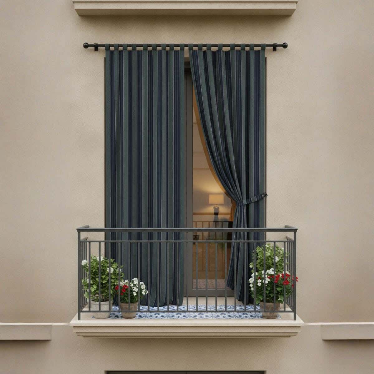 Fabric Balcony Curtain, 130×240 cm, approximately 1000 grm - Multicolor ( 1 piece )