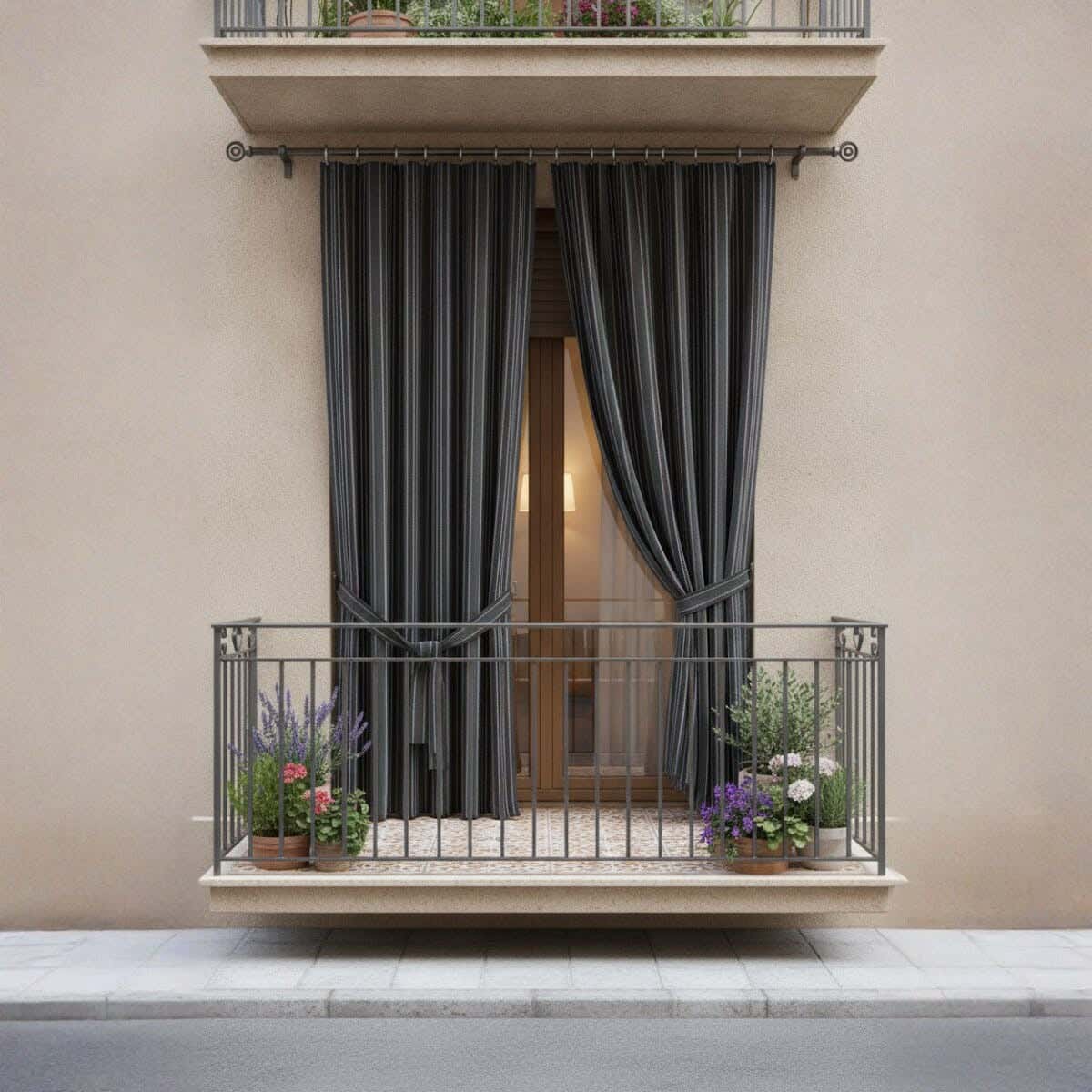 Fabric Balcony Curtain, 130×240 cm, approximately 1000 grm - Multicolor ( 1 piece )