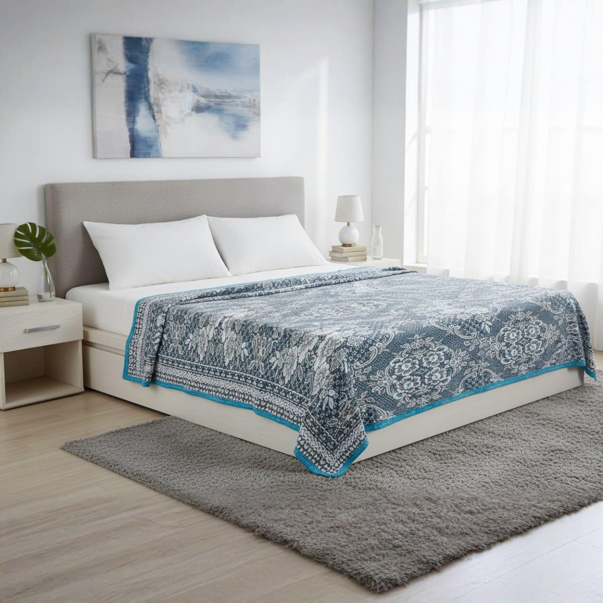 Shebl Safre Jacquard Bed Comforter, 150x200 cm, 1000 gm - Light Blue