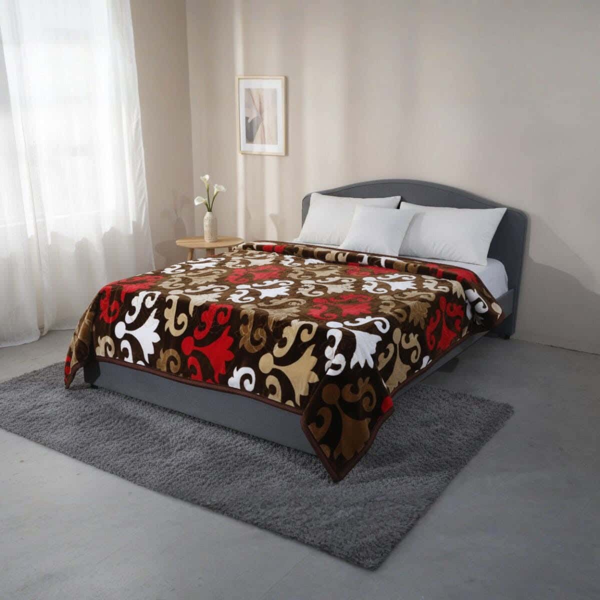 Aslan Velvet Double Layer Blanket, 220x240 cm, Approximately 8 kg - Multicolor