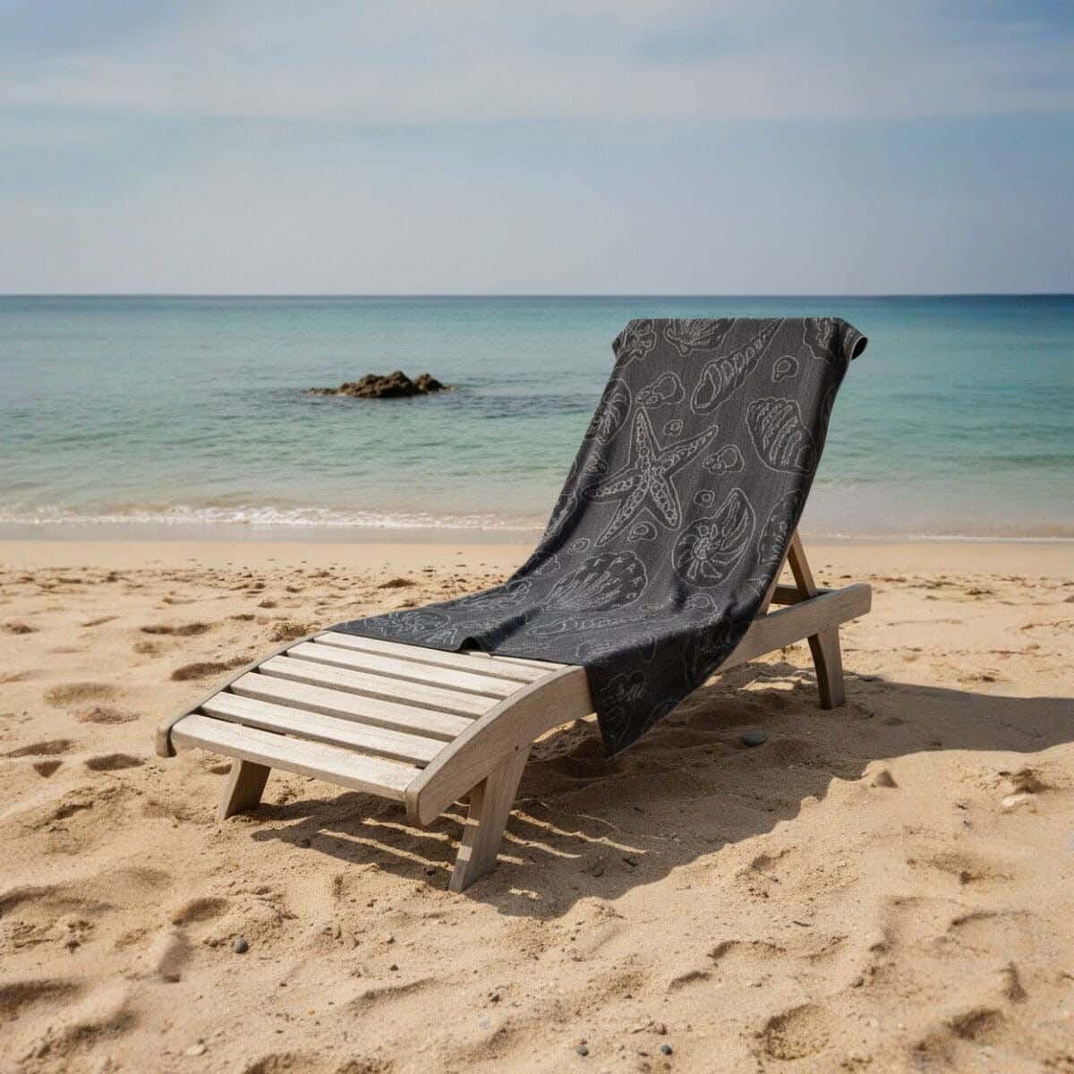 Cotton Beach Bath Sheet, 90×170 cm, Approximately 800 grm - Black Petrol