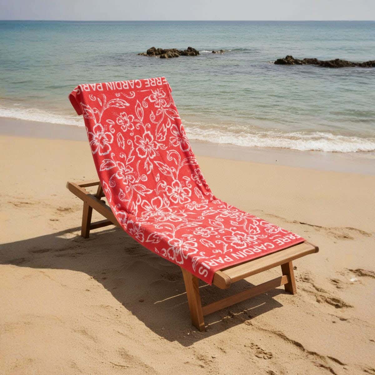 Cotton Beach Bath Sheet, 90×170 cm, Approximately 800 grm - Red White