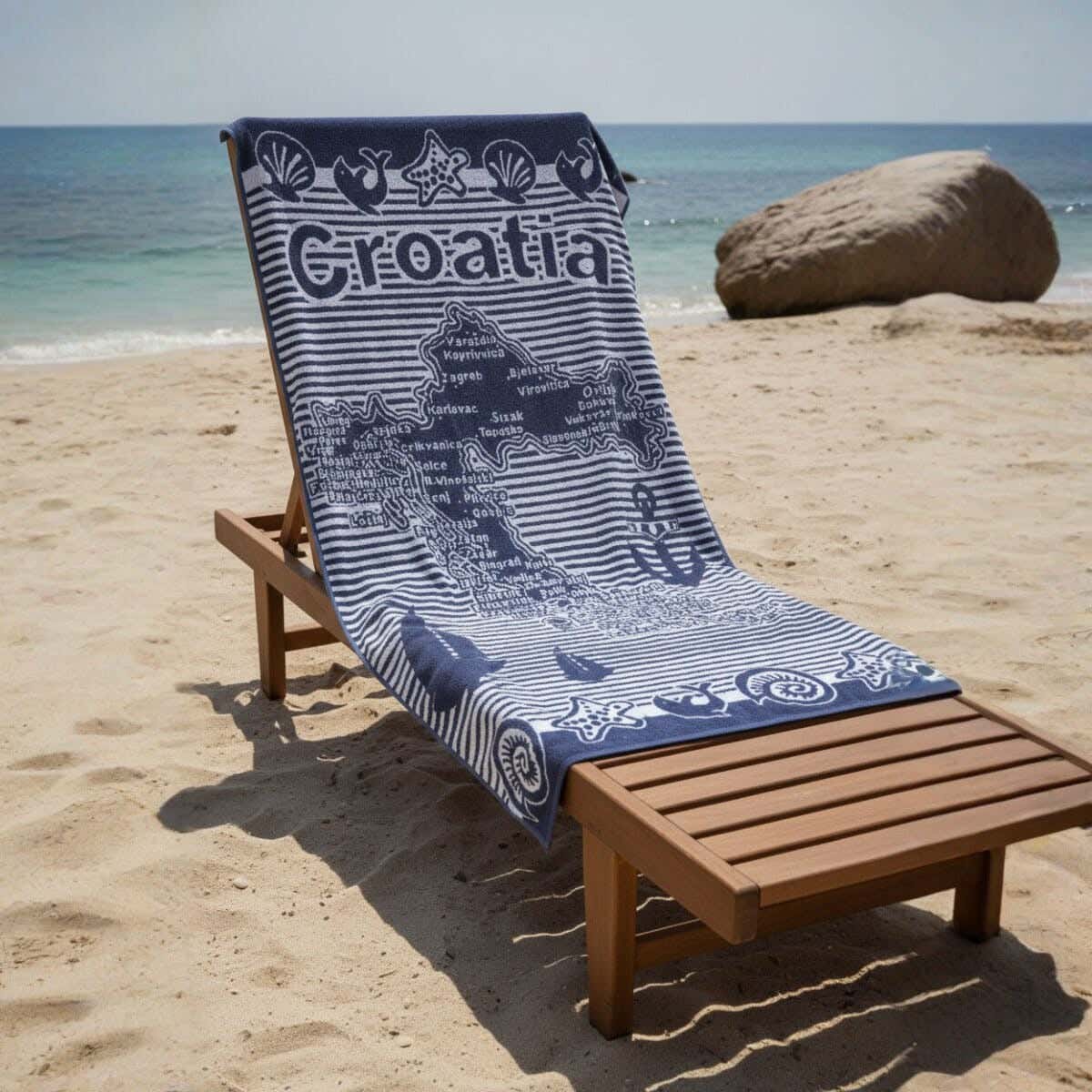 Cotton Beach Bath Sheet, 90×170 cm, Approximately 800 grm - Grey Navy
