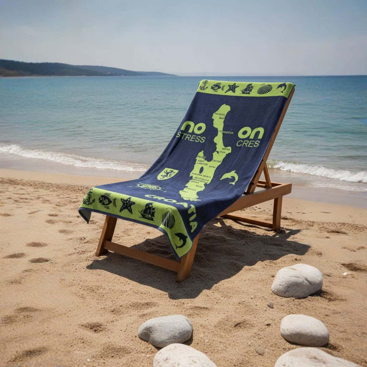 Cotton Beach Bath Sheet, 90×170 cm, Approximately 800 grm - Navy Lemon