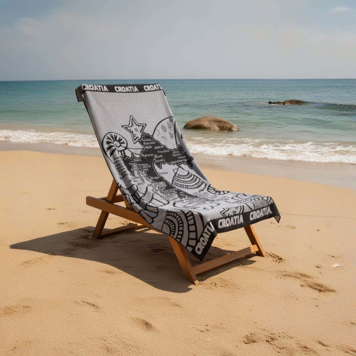 Cotton Beach Bath Sheet, 90×170 cm, Approximately 800 grm - Grey Black
