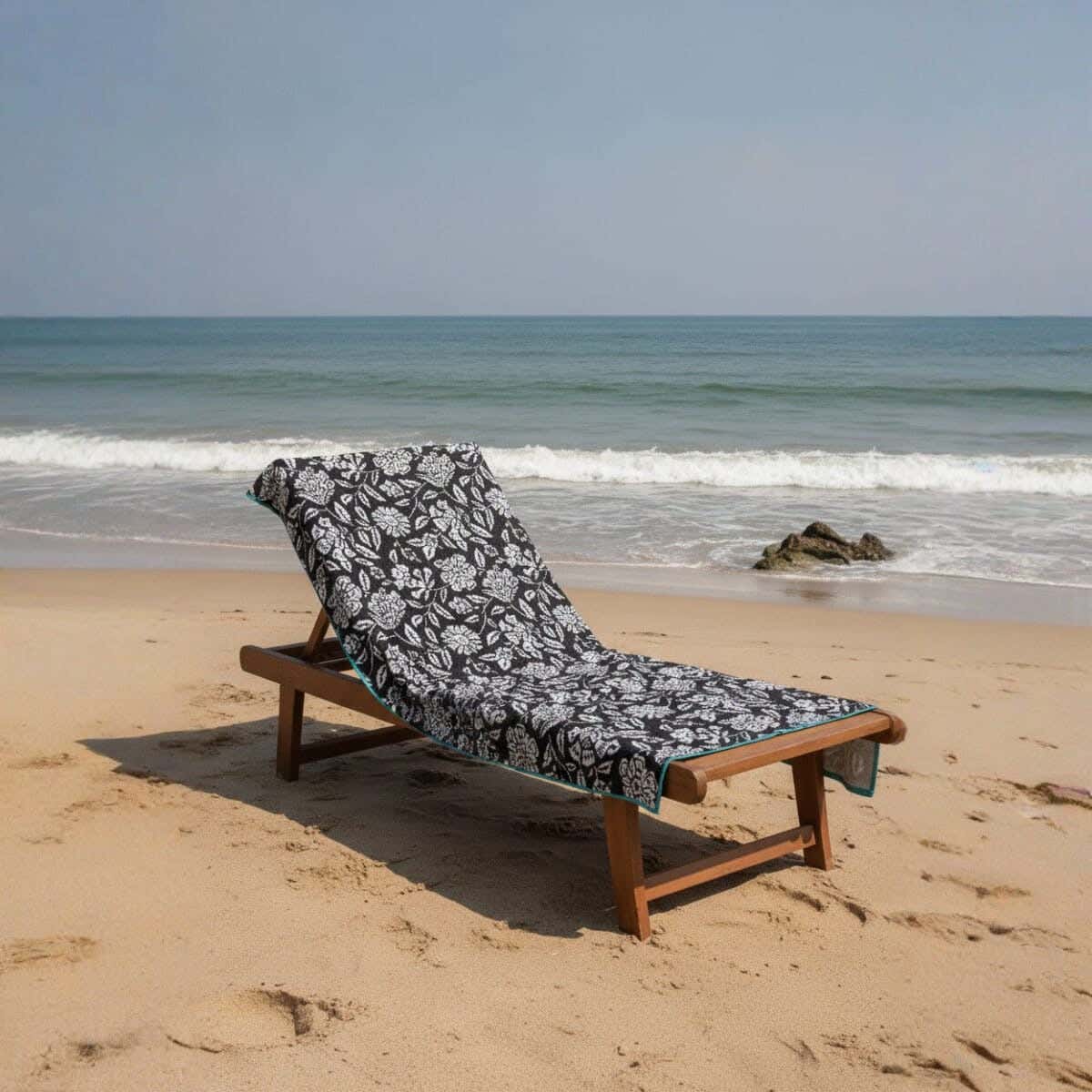 Cotton Beach Bath Sheet, 90×170 cm, Approximately 800 grm - Grey Black