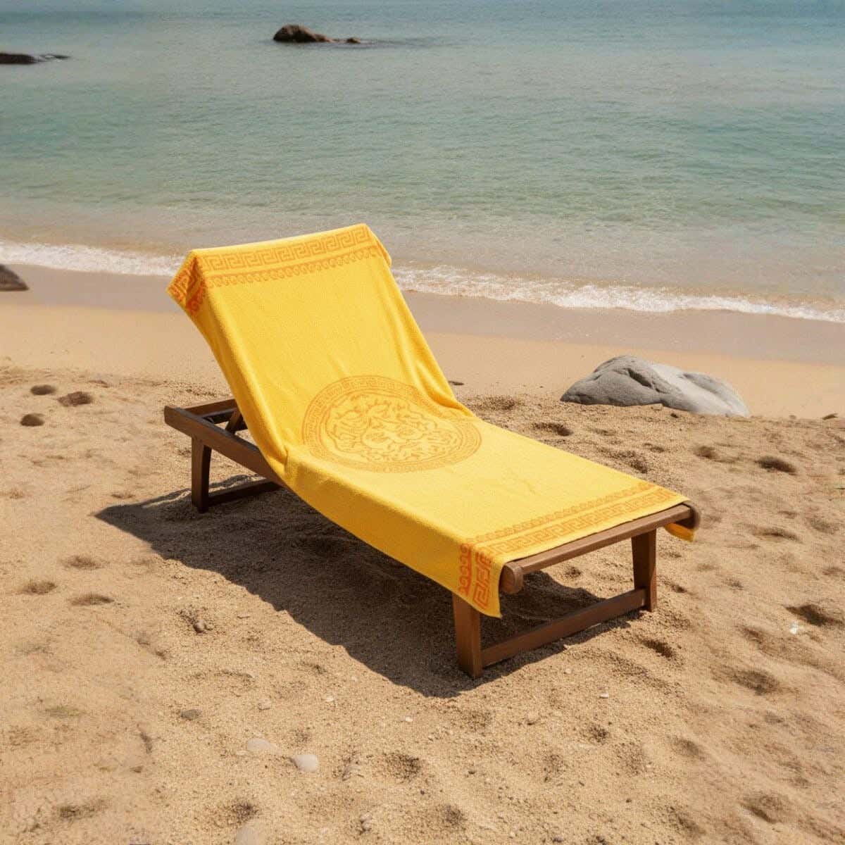 Cotton Beach Bath Sheet, 90×170 cm, Approximately 800 grm - Yellow Orange