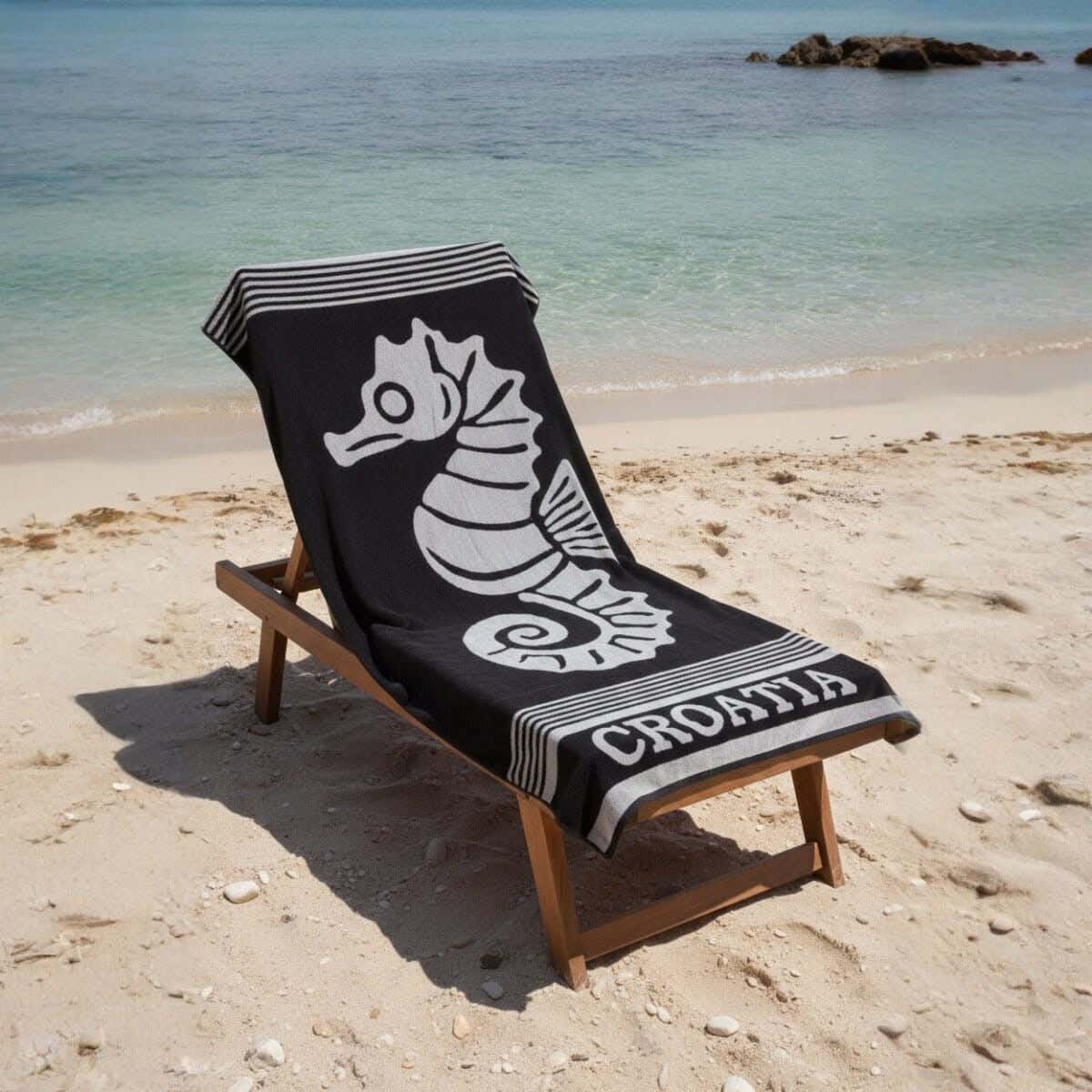 Cotton Beach Bath Sheet, 90×170 cm, Approximately 800 grm - Black Grey