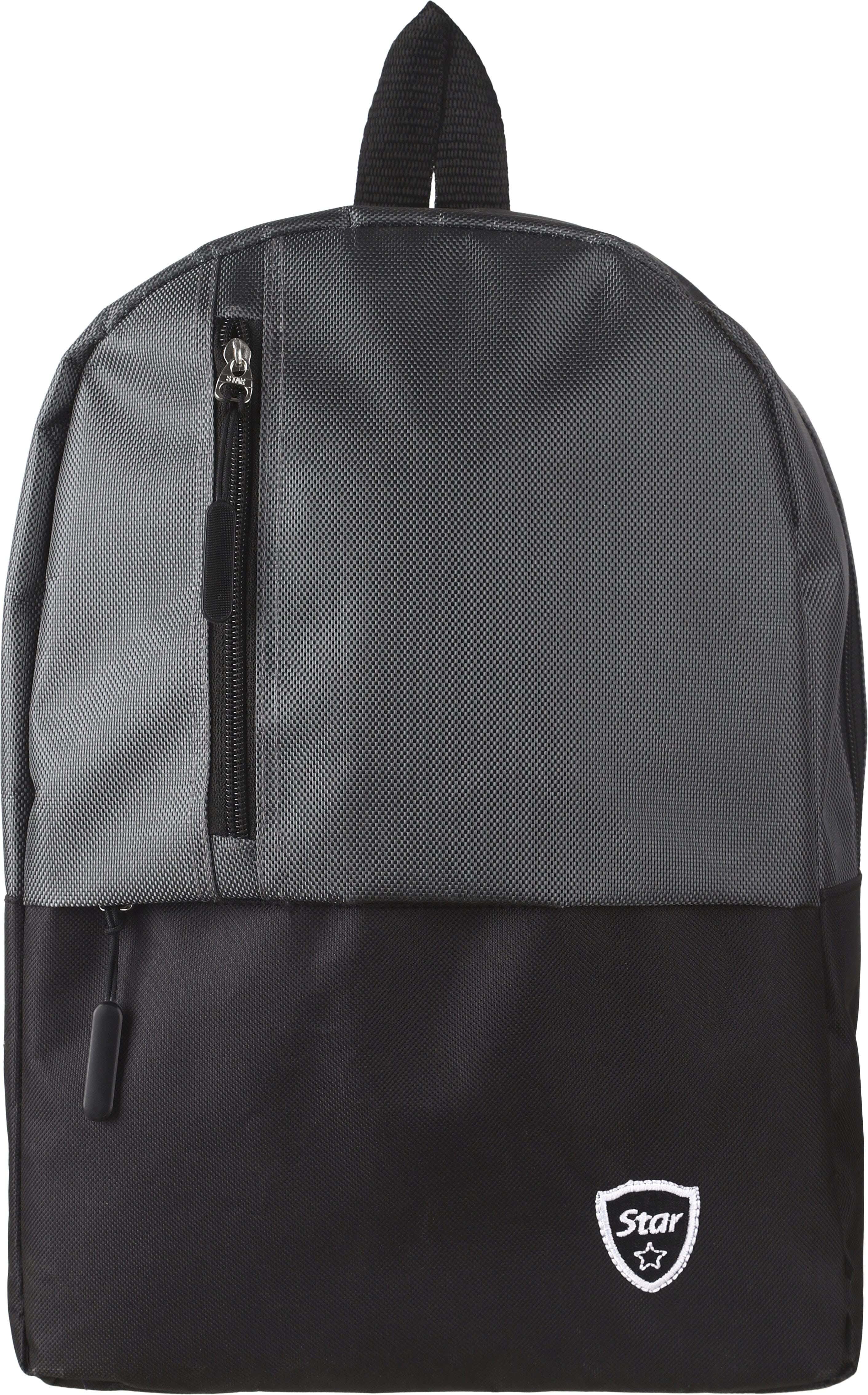 Star Fabric Backpack Bag for Boys, 3 Zippers, 36×28×10 cm - Black Grey