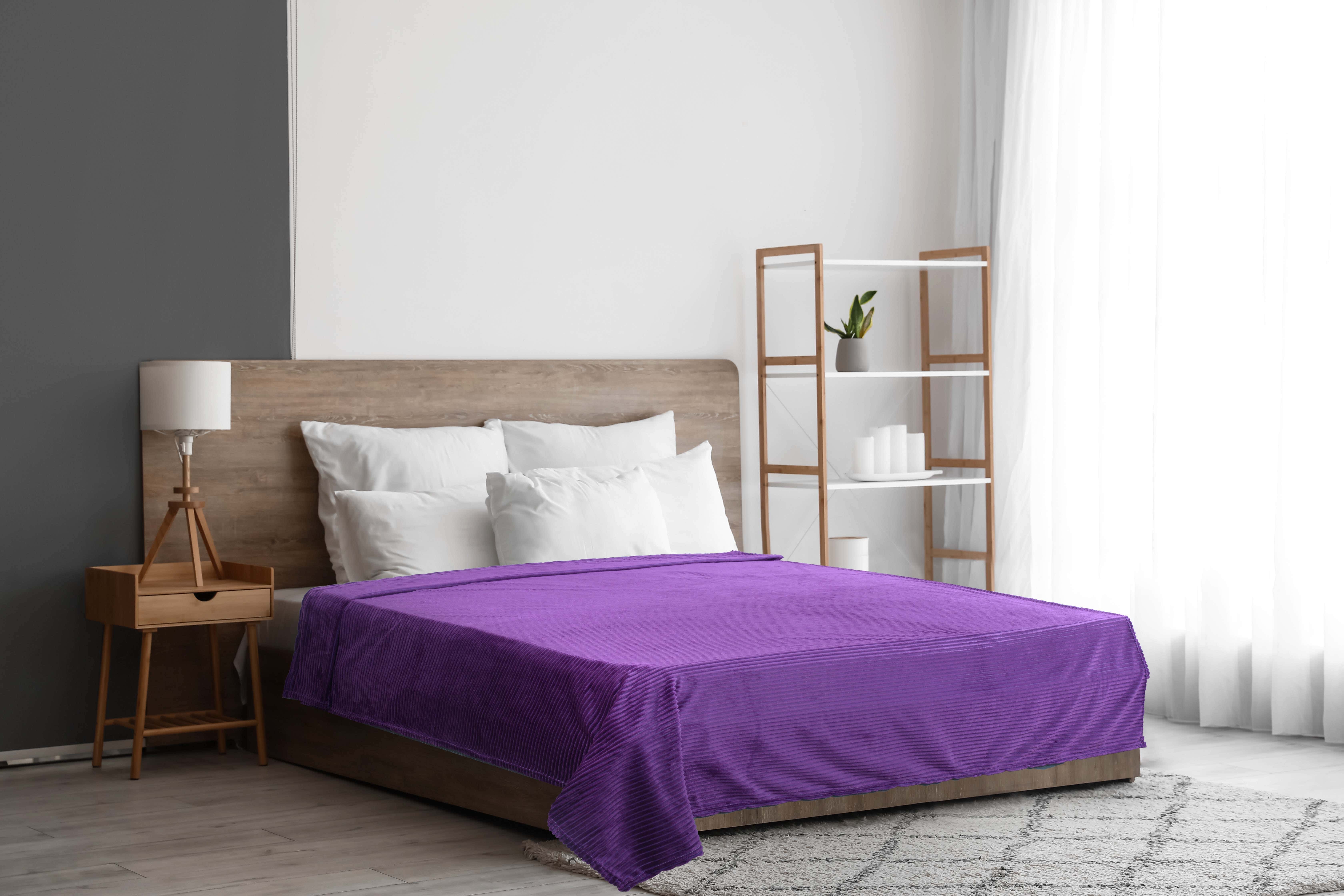 Dragon Embossed Ribbed Zebda Bed Heater, 220x185 cm, 1150 gm - Mauve
