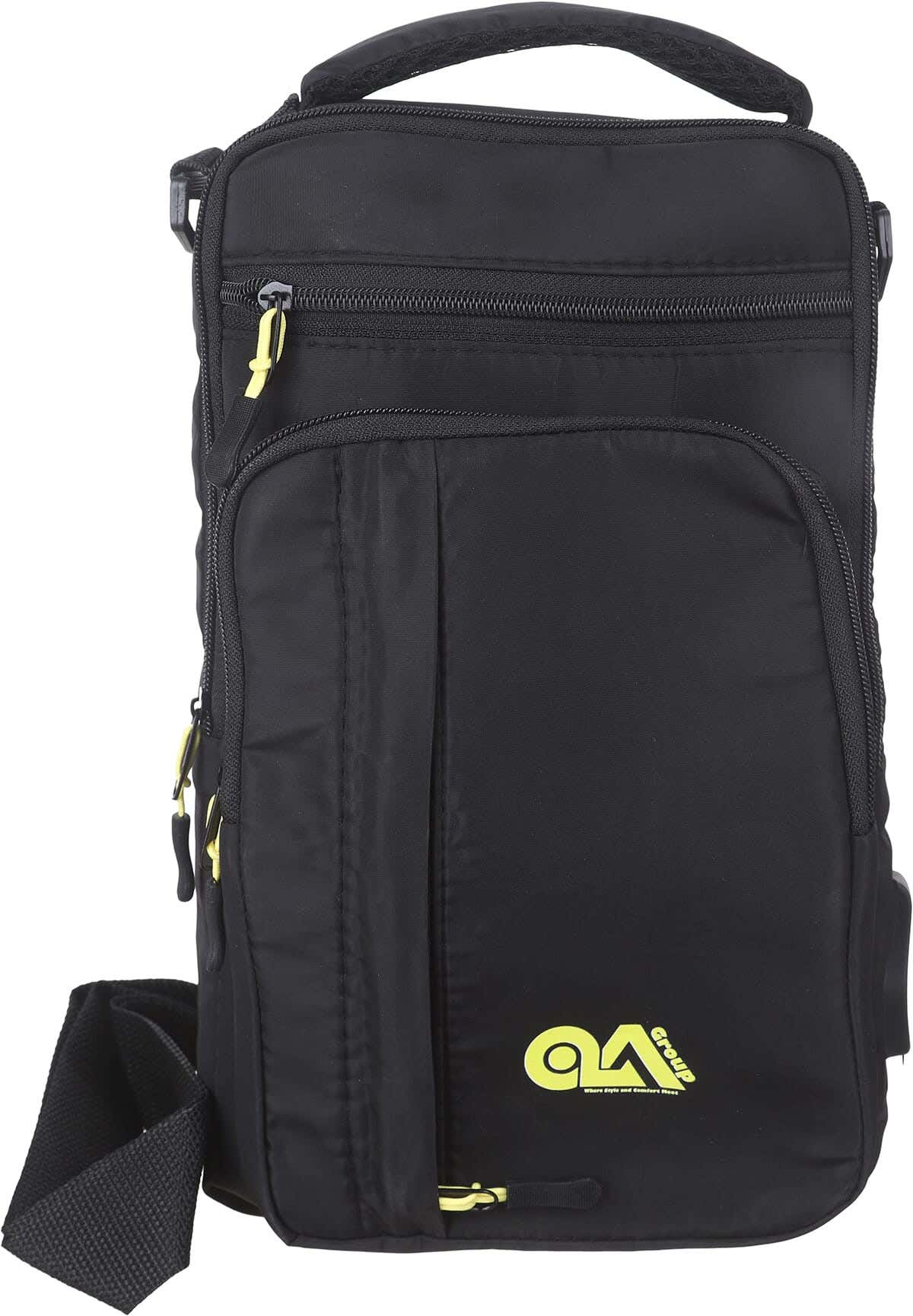 Waterproof Cross Bag for Men, 4 zippers, 18×30 cm - Black