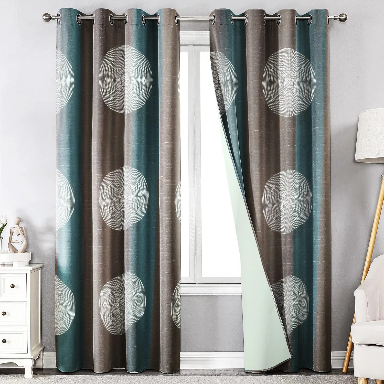 Makhmal Linen Printed Curtain Set With Rings, 2 Pieces, 130×240 cm