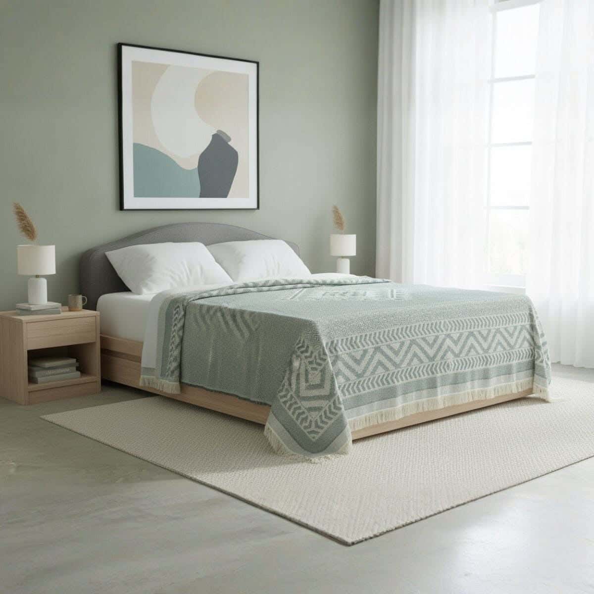 Al Maamoun Jacquard Comforter, 240×220 cm, Approximately 1700 grm - Olive Beige