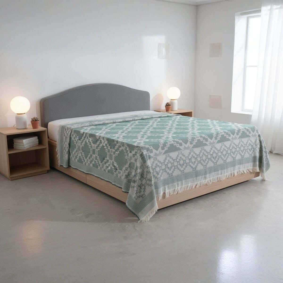 Al Maamoun Jacquard Comforter, 240×220 cm, Approximately 1700 grm - Olive Beige