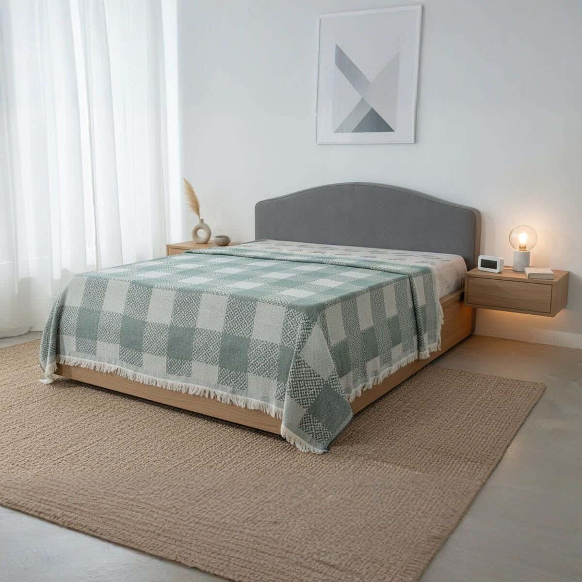 Al Maamoun Jacquard Comforter, 240×220 cm, Approximately 1700 grm - Green Beige