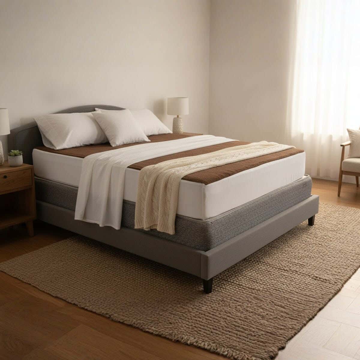 Royal Crown Elastic Cotton Mattress Cover, 120×195 cm - Brown
