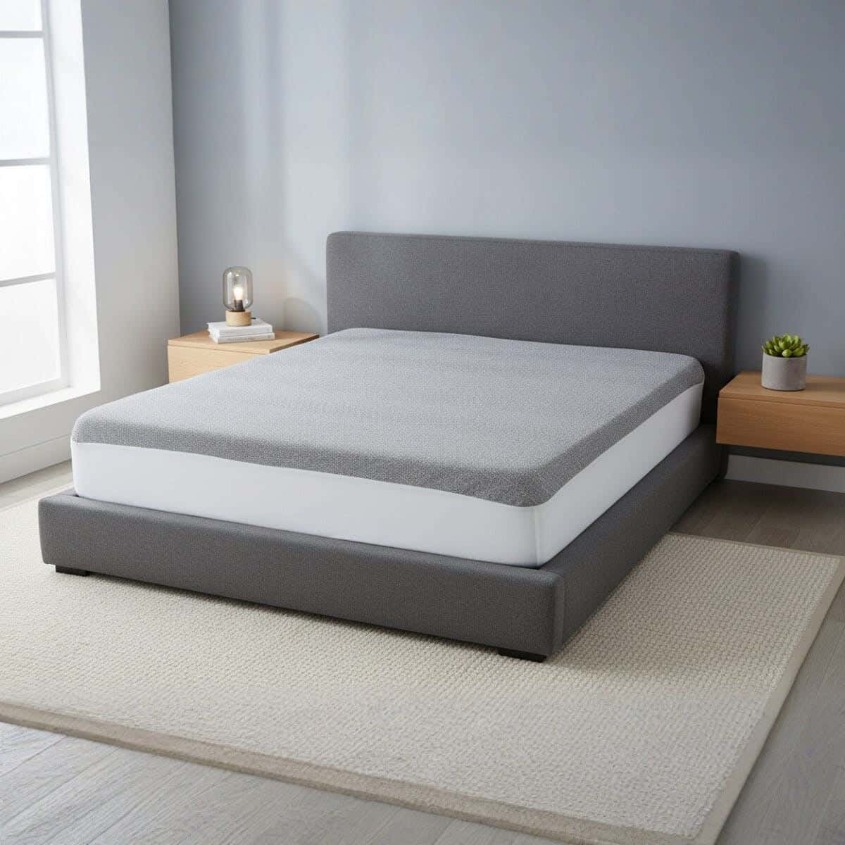Royal Crown Elastic Cotton Mattress Cover, 120×195 cm - Grey White