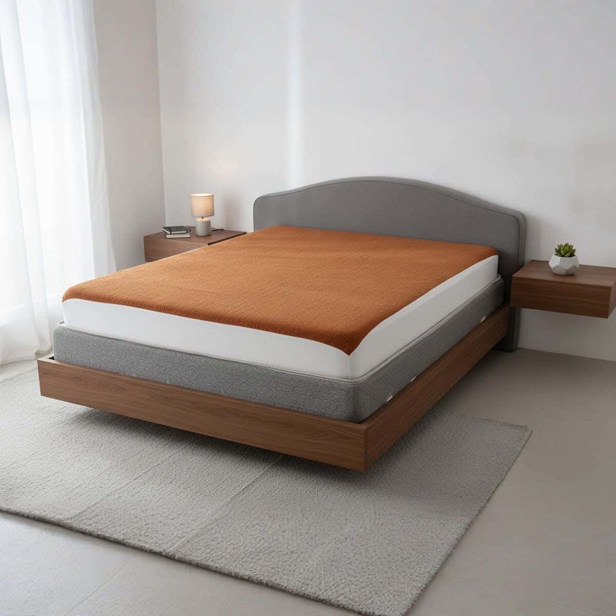 Royal Crown Elastic Cotton Mattress Cover, 120×195 cm - Brown