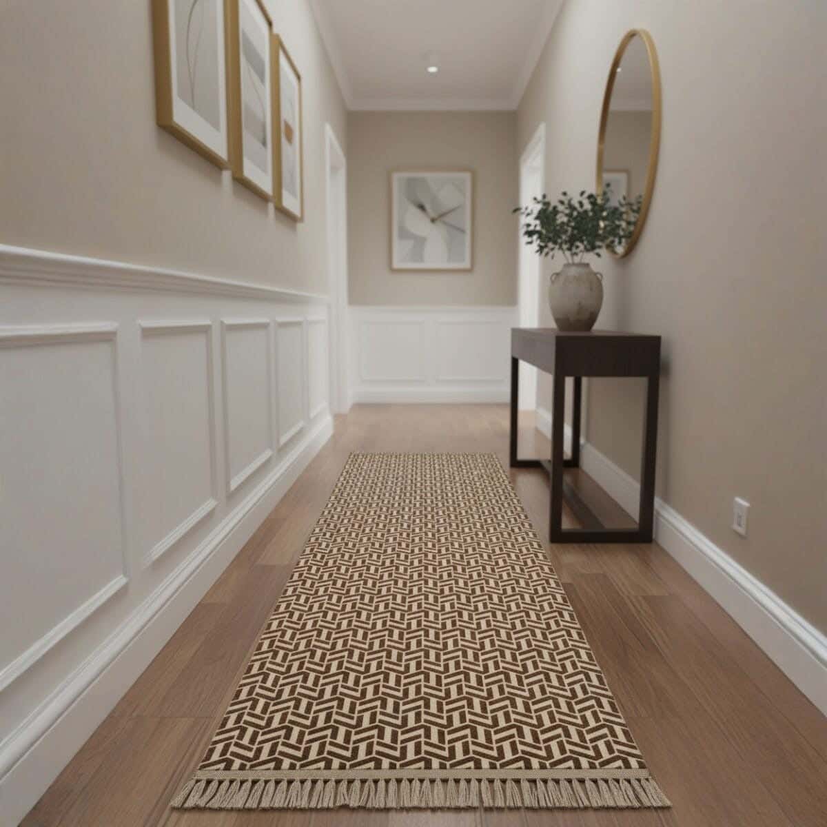 Chenille Double Face Rug, 200×70 cm, approximately 700 grm - Beige Brown