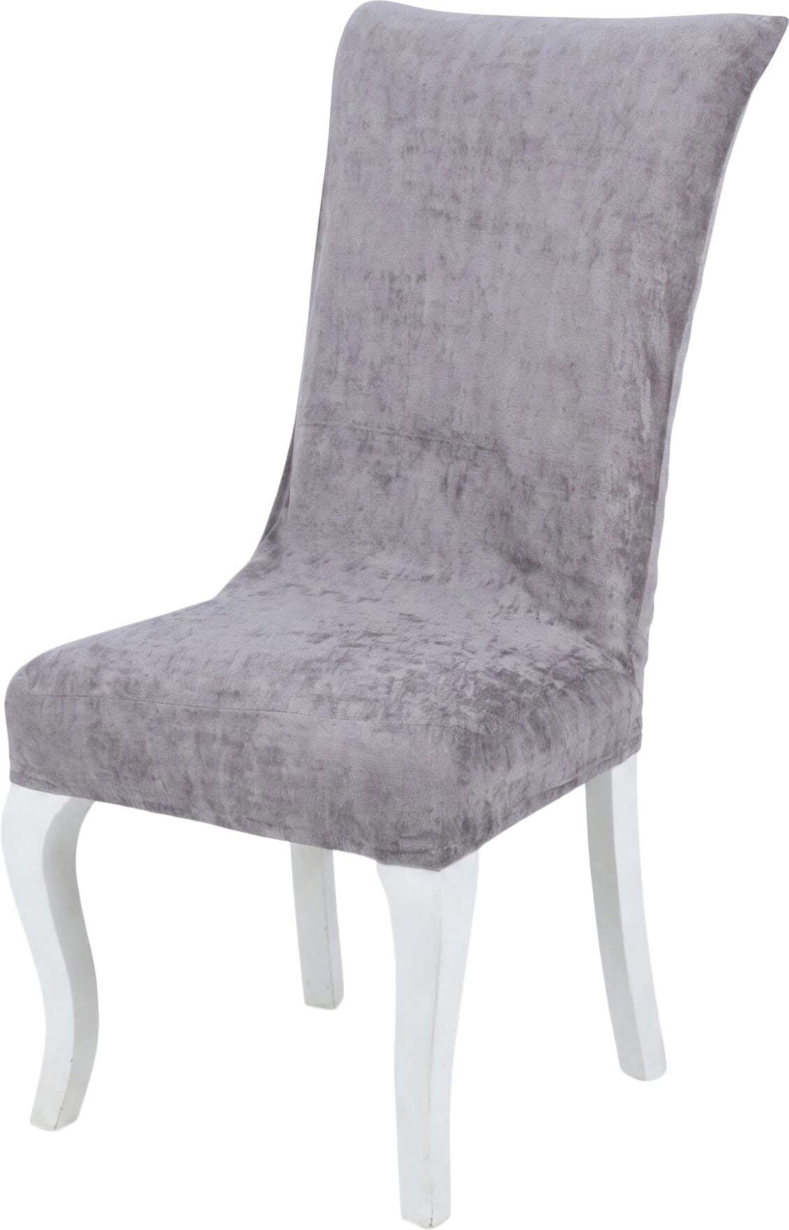 Velvet×Lycra Dining Chair Cover, 125×50 cm, approximately 130 grm - Grey