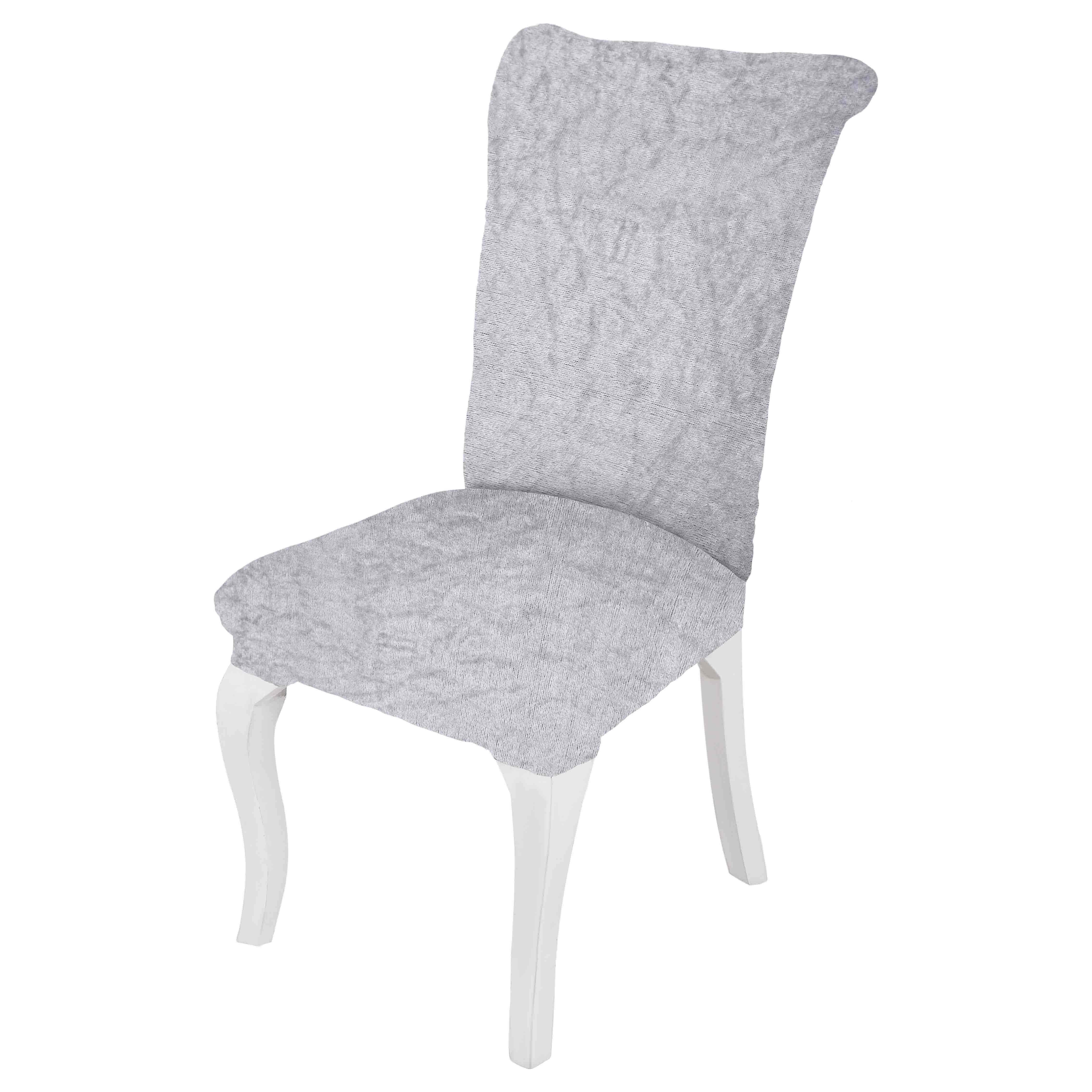 Velvet×Lycra Dining Chair Cover, 125×50 cm, approx 130 grm - Light Grey